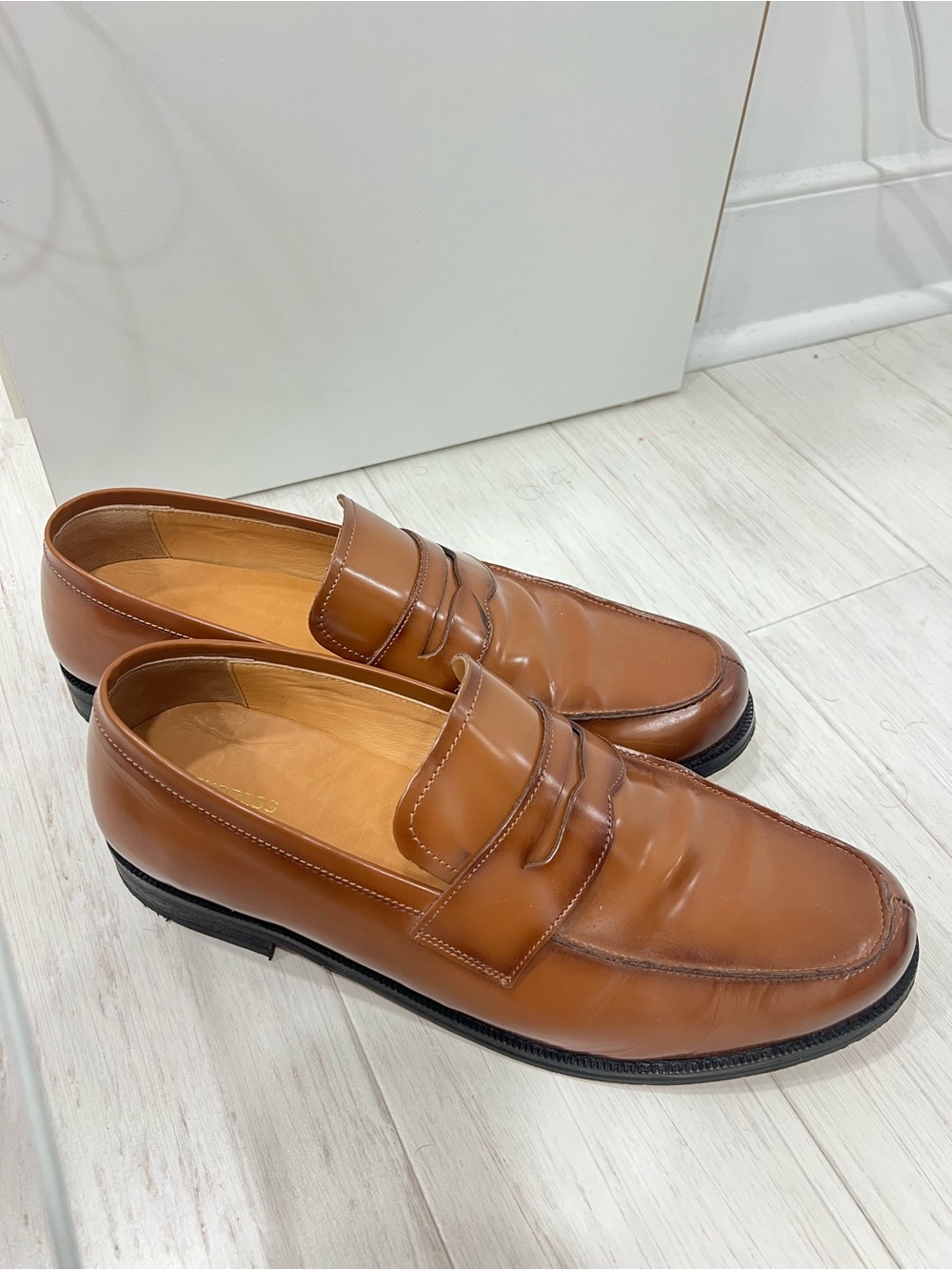 Express Men's Tan Leather Penny Loafers